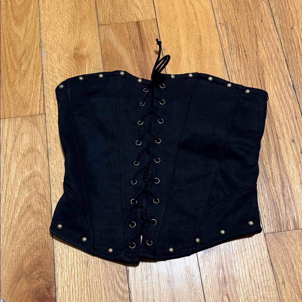 SHEIN Black Corset Top with Gold Accents